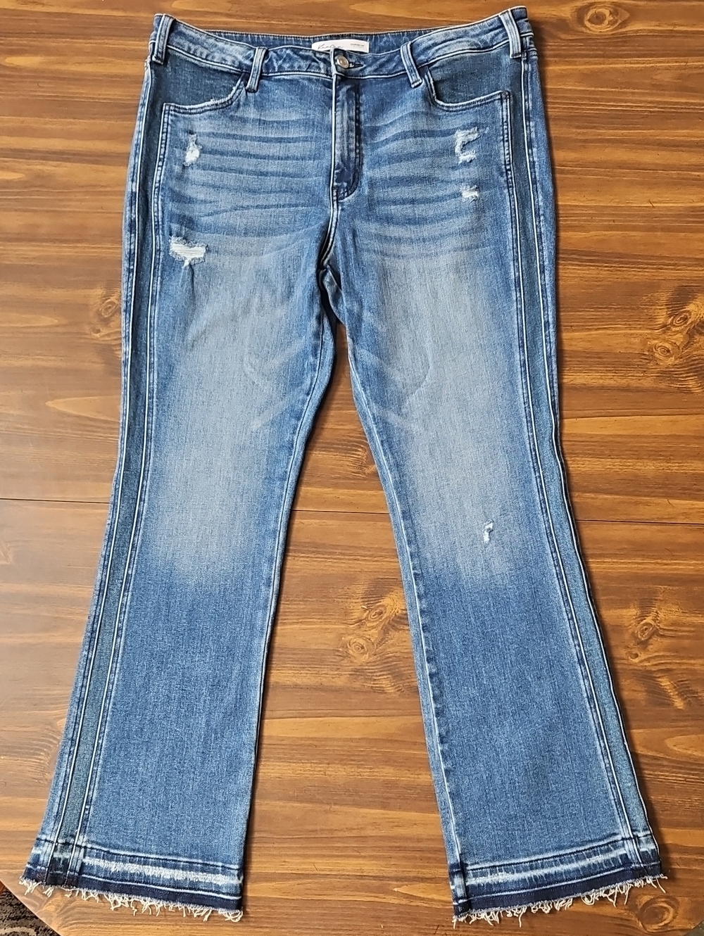 KanCan Medium Blue Distressed Flare Jeans